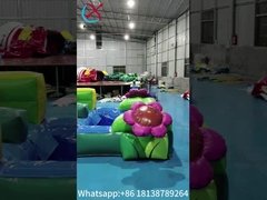 Buitengewoon springhuis met glijbaan Jungle Animals opblaasbaar springkasteel met glijbaan combo