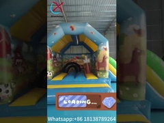 Commerciële kinderen opblaasbaar springkasteel met glijboogpark thema opblaasbaar springhuis combo