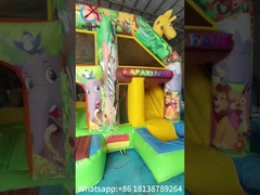 Kleine binnenshuis springhuis voldruk Giraffe Cartoon Animal Park Kasteel met Silde Combo