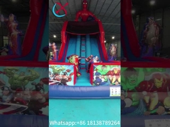 Opblaasbare Dry Slide Spiderman Hero Cartoon Opblaasbare Dubbele Glijkasten Kasteel Voor Kinderen En Volwassenen