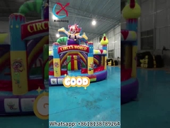 Nieuw ontwerp opblaasbaar kasteel opblaasbaar springhuis met glijbanen clown circus opblaasbaar combo
