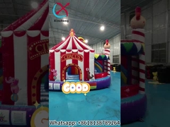 Nieuw ontwerp opblaasbaar kasteel opblaasbaar springhuis met glijbanen clown circus opblaasbaar combo