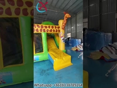 Commercieel opblaasbaar buitencombo dierentuin giraffe opblaasbaar springhuis met glijbaan grappig