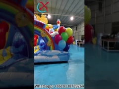 Hoogwaardige brandwerende opblaasbare glijbanen Smile Emoji opblaasbare bounce huis met glij kasteel