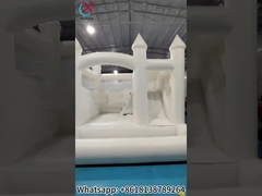 Opblaasbaar witte bruiloft springkasteel met glijbaan