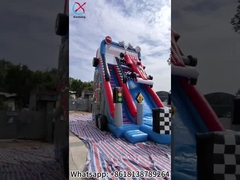 Opblaasbare droge glijbanen raceauto glijbanen grappig kasteel
