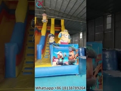 Opblaasbare glijbaan Gele minions Opblaasbare dubbele droge glijbaan