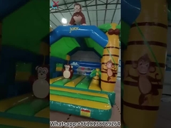 Opblaasbare uitsmijter met glijbaan jungle aap opblaasbaar kasteel