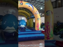 Opblaasbaar OceanThemed Bouncy Castle Jumping Bounce House te koop