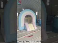 Bounce House Slide Combo Rainbow Indoor Opblaasbare Bounce Met Glijbaan