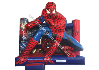Commercieel Spiderman-thema voor volwassenen en kinderen Opblaasbaar springkasteel met obstakels en kleine tunnel
