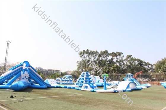 Blauw Wit Gigantische Zee Opblaasbare Waterglijbaan Waterpark Hindernisbaan