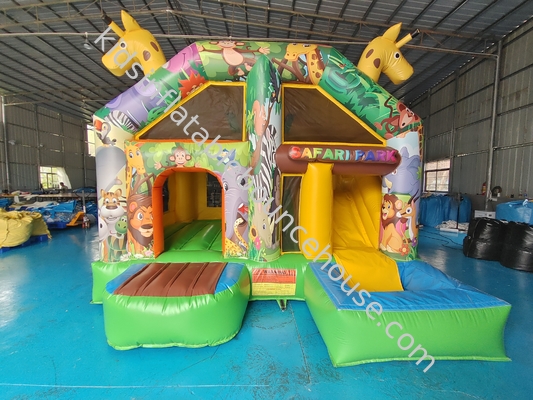Kleine binnenshuis springhuis voldruk Giraffe Cartoon Animal Park Kasteel met Silde Combo