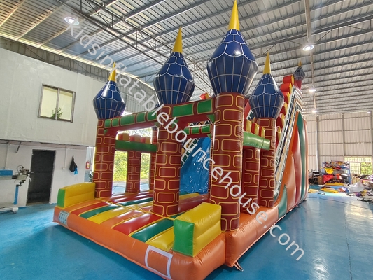 Commerciële PVC opblaasbare glijbaan Kasteel Breed glijbaan Exotic Charm Kasteel Opblaasbare Droog glijbaan Voor Kinderen En Volwassenen