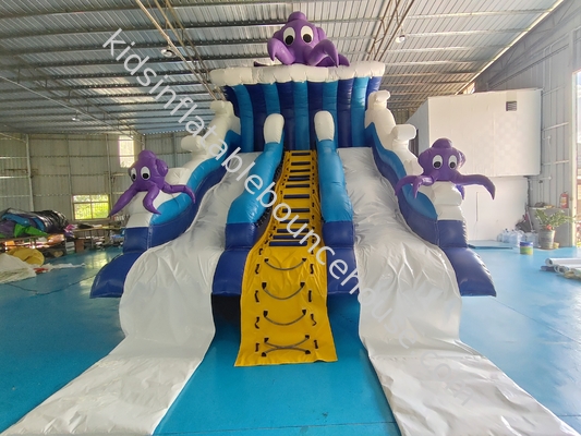 Nieuw ontwerp Populaire opblaasbare glijbaan Ocean Octopus Cartoon Party Opblaasbare droge dubbele glijbaan voor kinderen en volwassenen