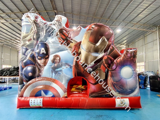 Nieuw ontwerp Digitaal drukwerk Opblaasbaar springhuis met dia's Marvel Iron Man Opblaasbaar springkasteel voor kinderen
