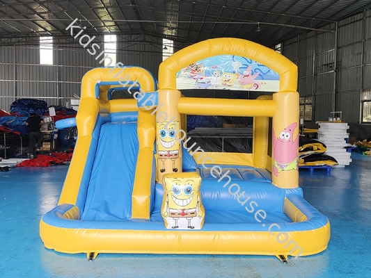 Commercieel brandwerend opblaasbaar Combo SpongeBob SquarePants Bounce House met glijbanen opblaasbaar water springend huis