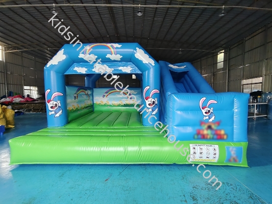PVC-opblaasbaar opblaasbaar huis met glijblauwe lucht opblaasbare combinatie voor buiten binnenkinderen
