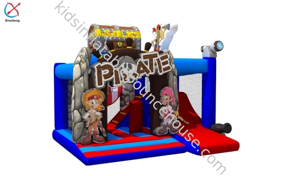 Nieuw ontwerp Digitaal drukken opblaasbaar Pirate Bounce House met dia's voor kinderen