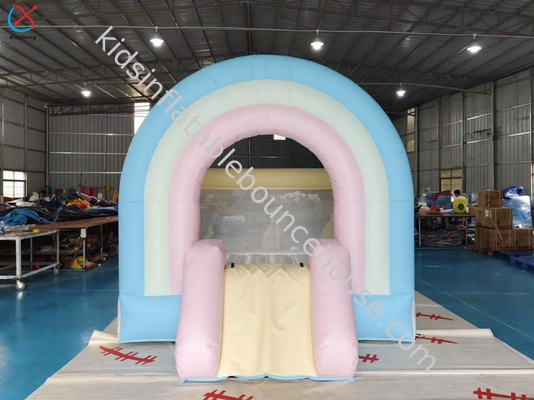 Fabriek Springkasteel Glijbaan Combo Regenboog Indoor Opblaasbaar Springkasteel Met Glijbaan