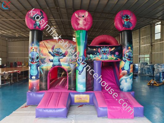 Commerciële Springkasteel Lilo & Stitch Springkasteel met Glijbaan Verhuur Voor Kinderen