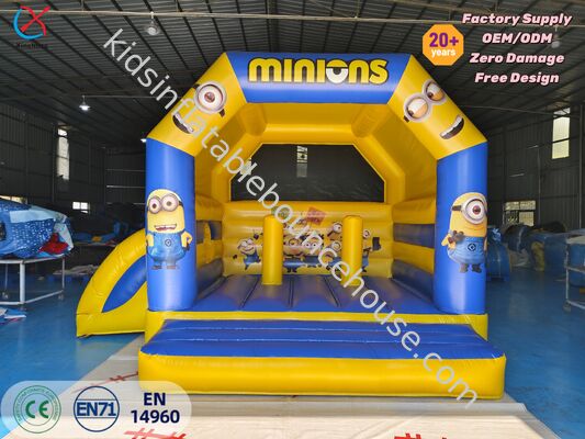 China Yellow Minions opblaasbaar springkasteel met glijbaan voor buitenevenementen