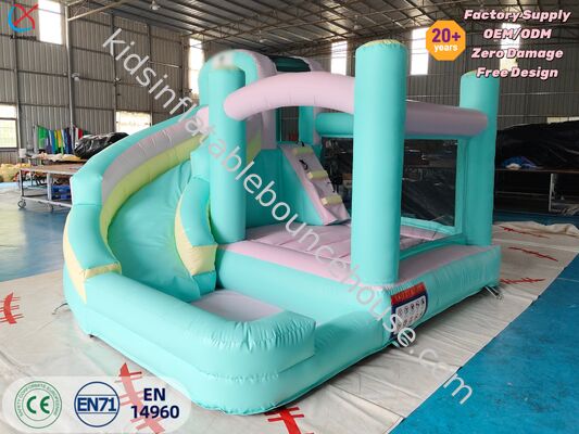 Commercial-Grade PVC Pastel Bouncy Castle with Slide for Kids Parties & Events