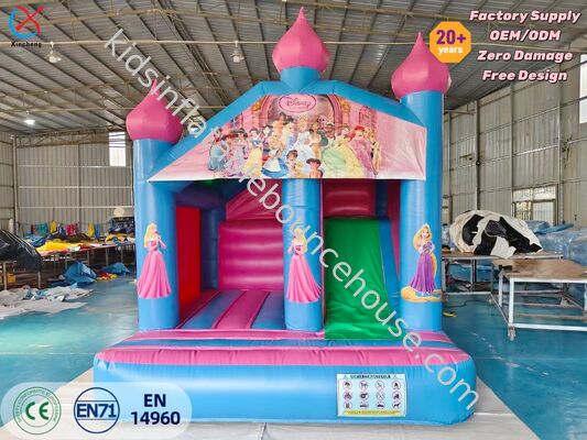 Hoogwaardig PVC Princess opblaasbaar springhuis met glijbaan voor feestverhuur